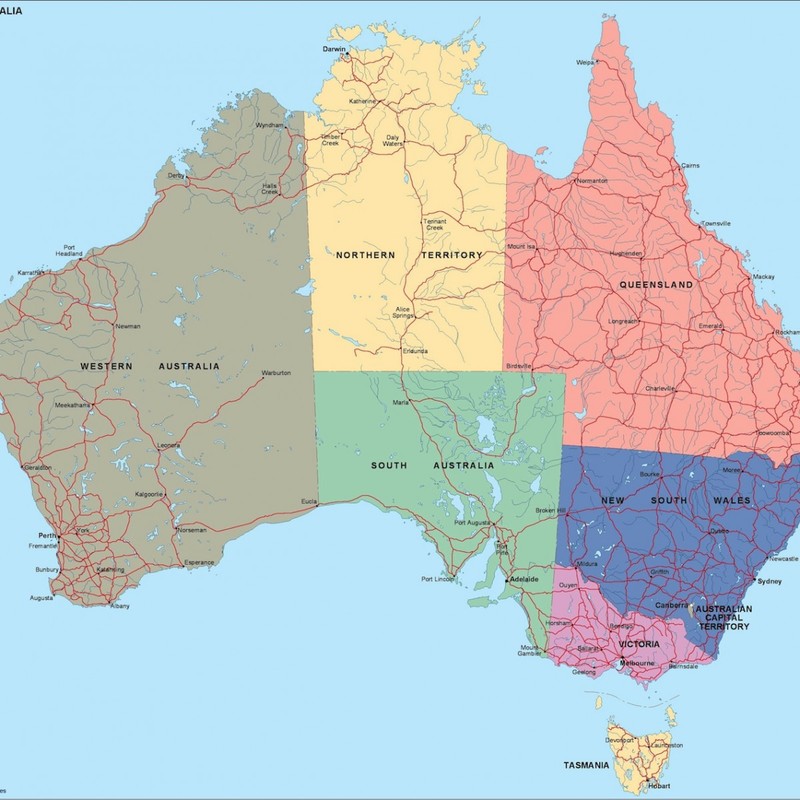 Detailed Political And Administrative Map Of Australia With Roads ...
